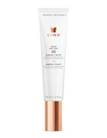 Vivier Sheer SPF 30 Mineral Tinted sunscreen in a sleek white tube with gold accents, offering tinted mineral sun protection.