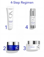 ZO Skin Health Daily Skincare Program Set – Includes four essential products: Exfoliating Cleanser, Exfoliating Polish, Complexion Renewal Pads, and Daily Power Defense to cleanse, exfoliate, renew, and protect skin.